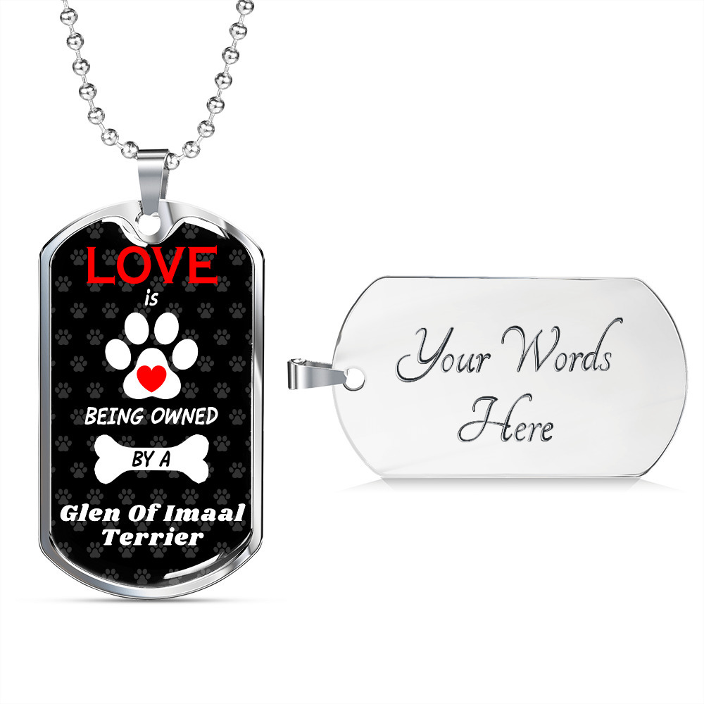 Glen Of Imaal Terrier Love Is Stainless Steel Or 18k Gold Dog Tag 24 Chain 57$